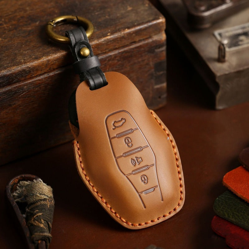 Chery Jetour Crazy Horse Leather Key Case(#JE23) - Brown