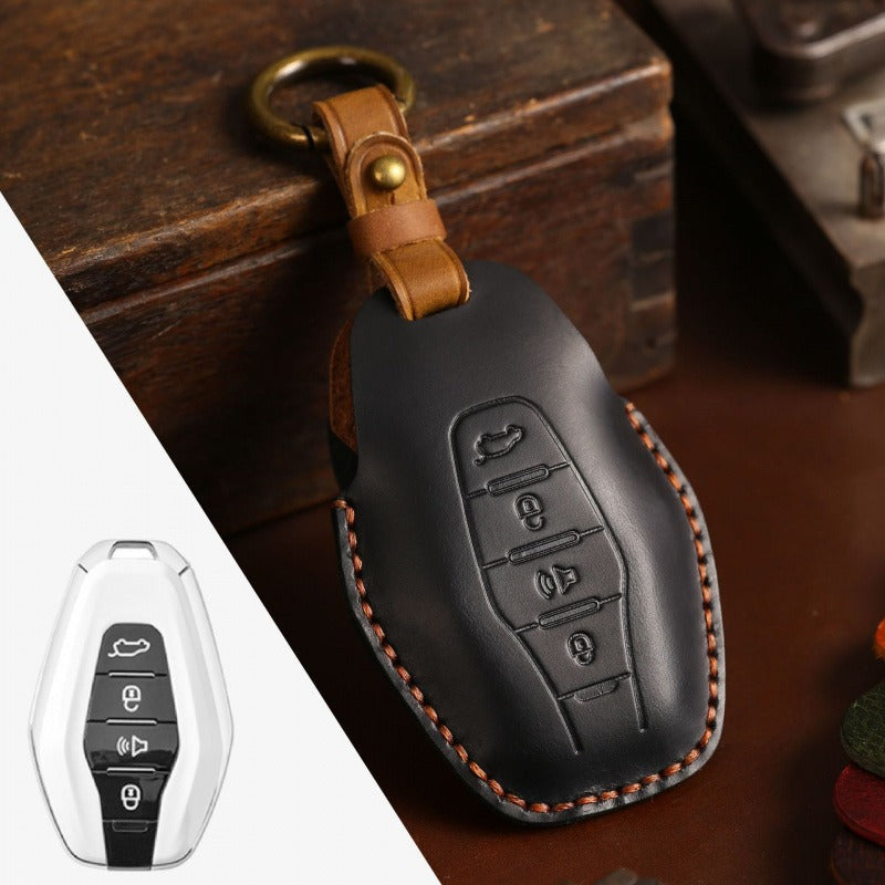 Chery Jetour Crazy Horse Leather Key Case(#JE23) - Black