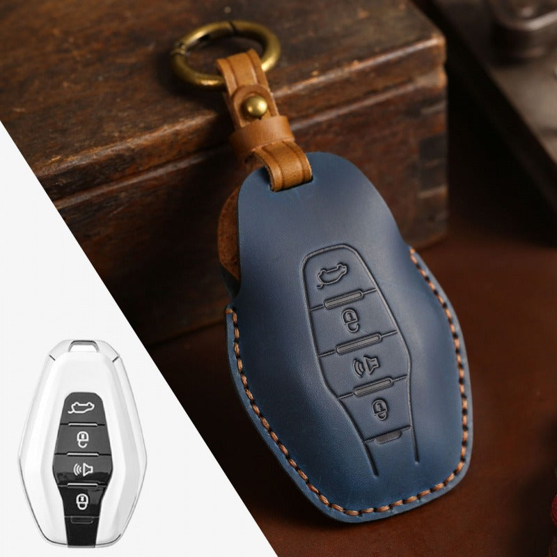Chery Jetour Crazy Horse Leather Key Case(#JE23) - Blue