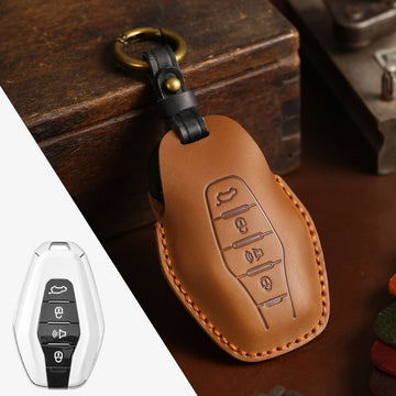 Chery Jetour Crazy Horse Leather Key Case(#JE23) - Brown