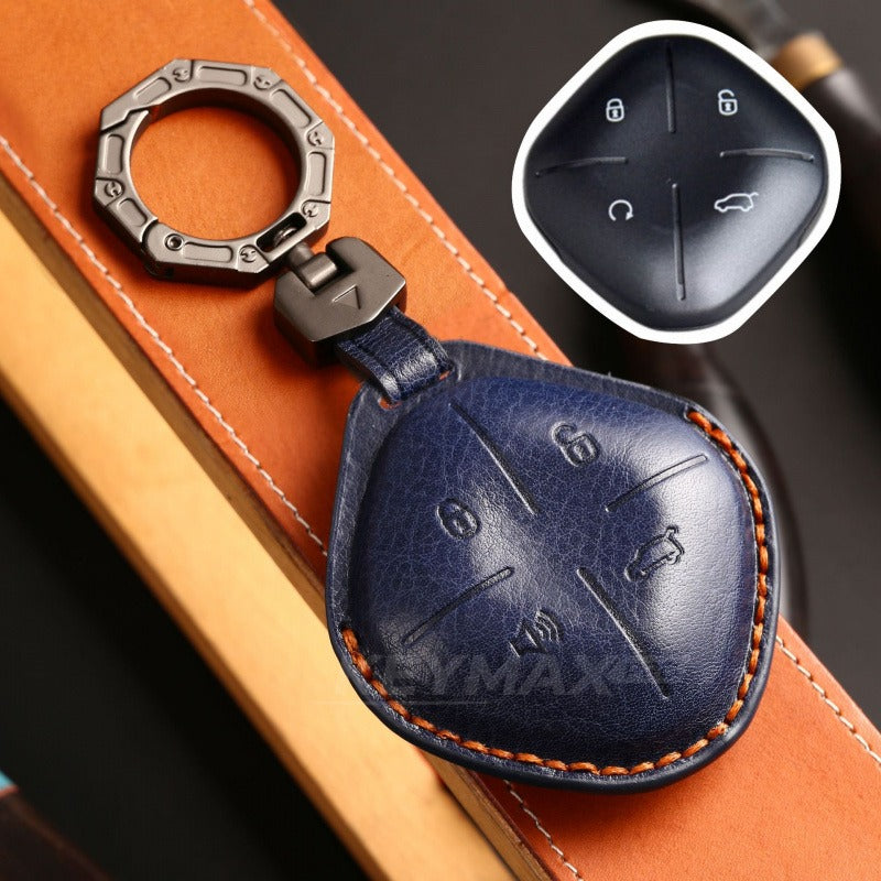 Chery Jetour Dasheng 2022 Leather Key Case Pro King Plus Remote Key Cover(#CY10) - Blue