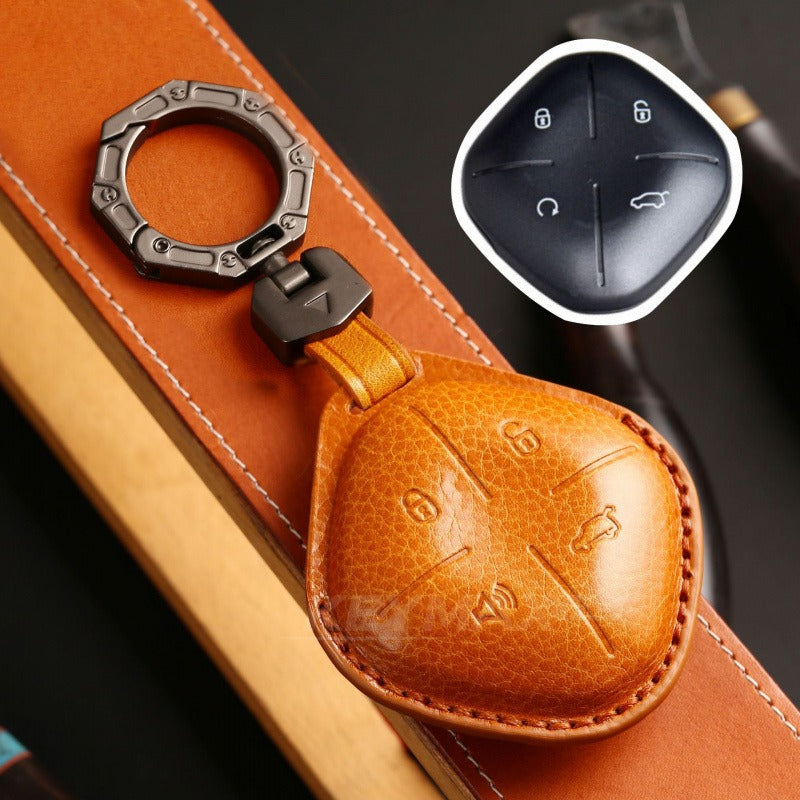 Chery Jetour Dasheng 2022 Leather Key Case Pro King Plus Remote Key Cover(#CY10) - Brown