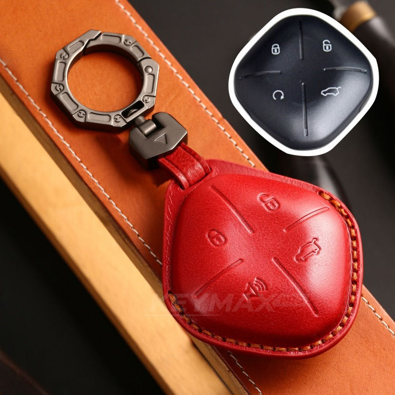 Chery Jetour Dasheng 2022 Leather Key Case Pro King Plus Remote Key Cover(#CY10) - Red