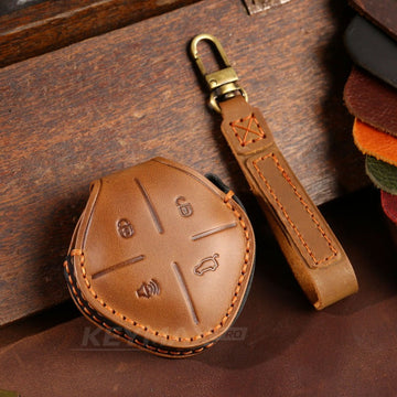 Chery Jetour Dasheng Leather Key Case Genuine Cowhide Premium Cover(#JE28) - Brown