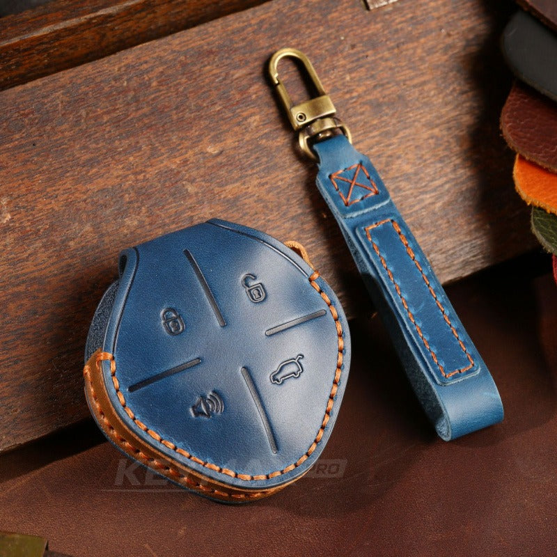 Chery Jetour Dasheng Leather Key Case Genuine Cowhide Premium Cover(#JE28) - Blue