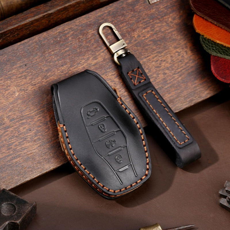 Chery Jetour X70 X90 Plus Leather Key Case Genuine Cowhide Cover(#CY78) - Black