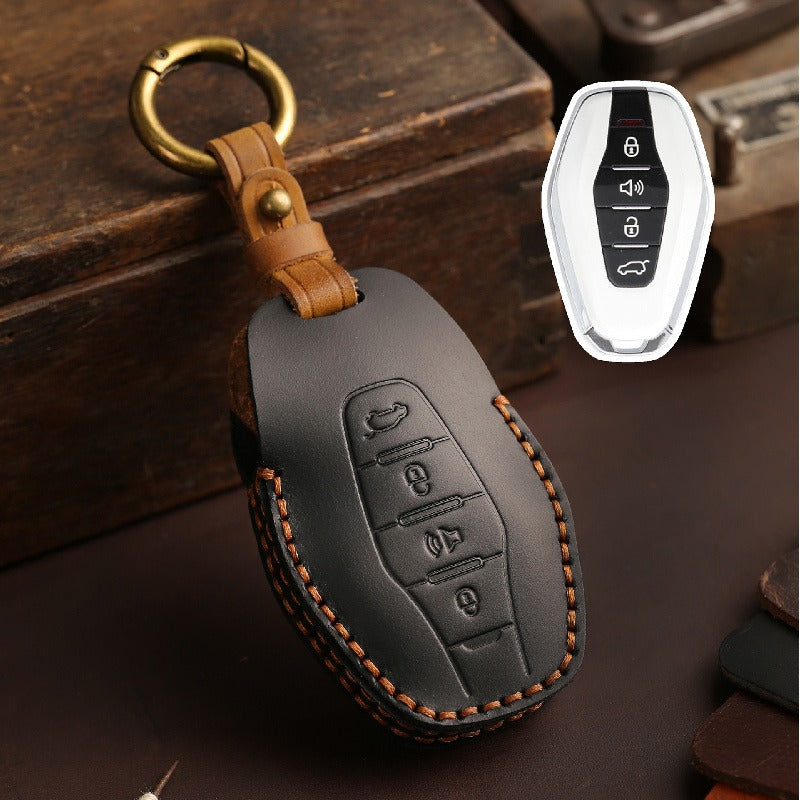 Chery Jetour X90 Plus X70 Plus Leather Key Case(#JE29) - Black