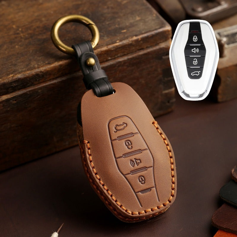 Chery Jetour X90 Plus X70 Plus Leather Key Case(#JE29) - Brown