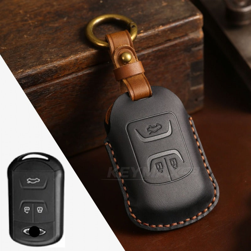 Chery Leather Key Case for Tiggo QQ Arrizo Premium Key Cover(#CY09) - Black