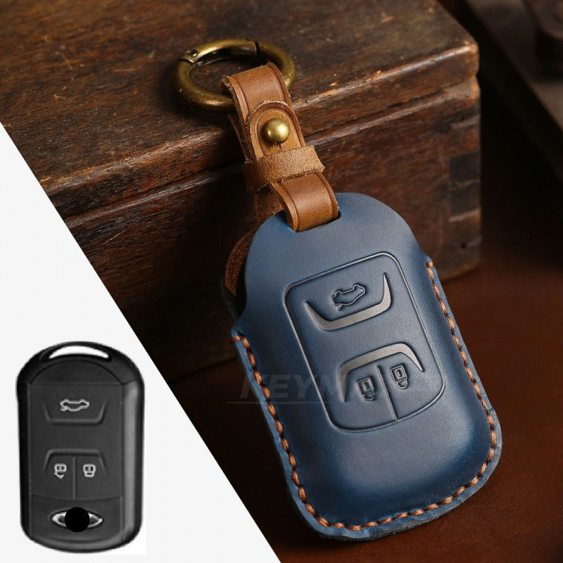 Chery Leather Key Case for Tiggo QQ Arrizo Premium Key Cover(#CY09) - Blue