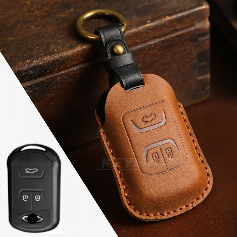 Chery Leather Key Case for Tiggo QQ Arrizo Premium Key Cover(#CY09) - Brown