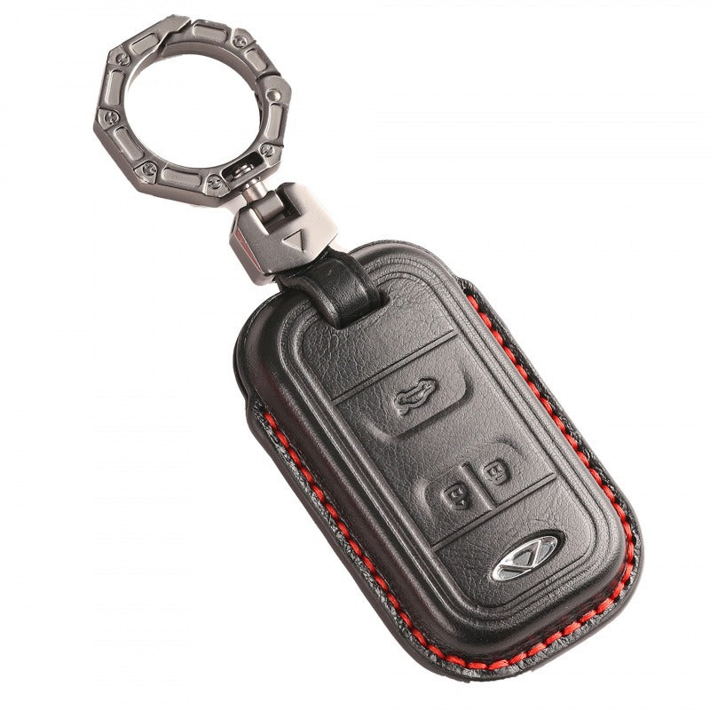 Chery Tiggo 8 Tiggo 5X Full Cover Leather Key Case Genuine Cowhide Protection(#Ti27)