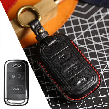 Chery Tiggo 8 Leather Key Case(#Ti16) - Black