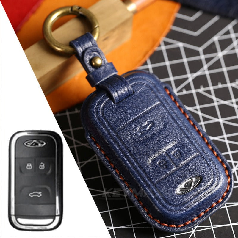 Chery Tiggo 8 Leather Key Case(#Ti16) - Blue