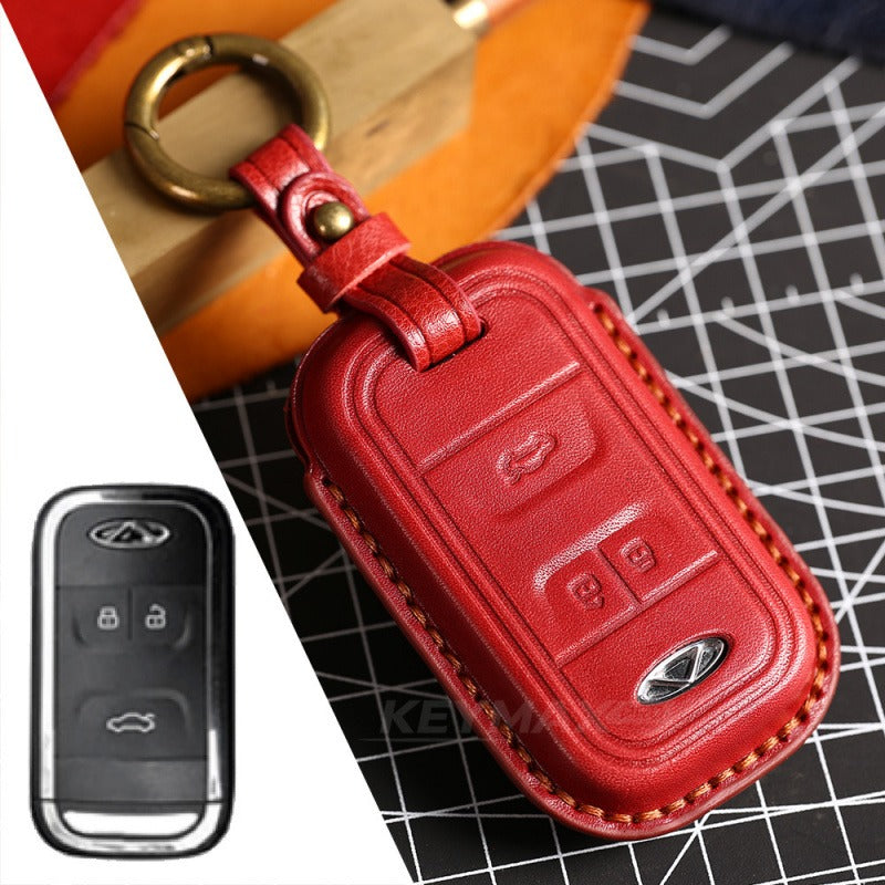 Chery Tiggo 8 Leather Key Case(#Ti16) - Red