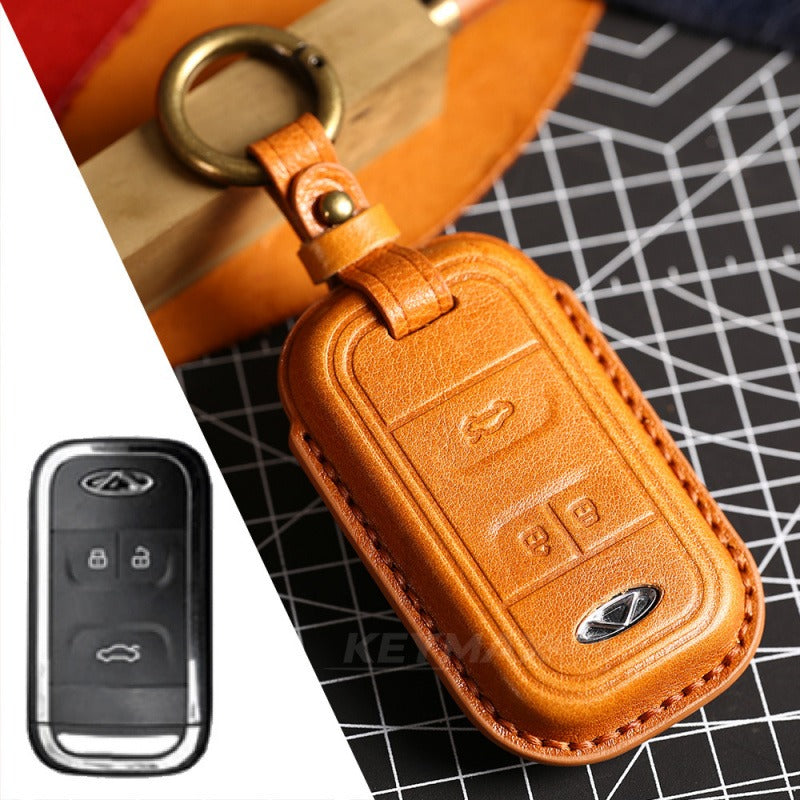 Chery Tiggo 8 Leather Key Case(#Ti16) - Yellow