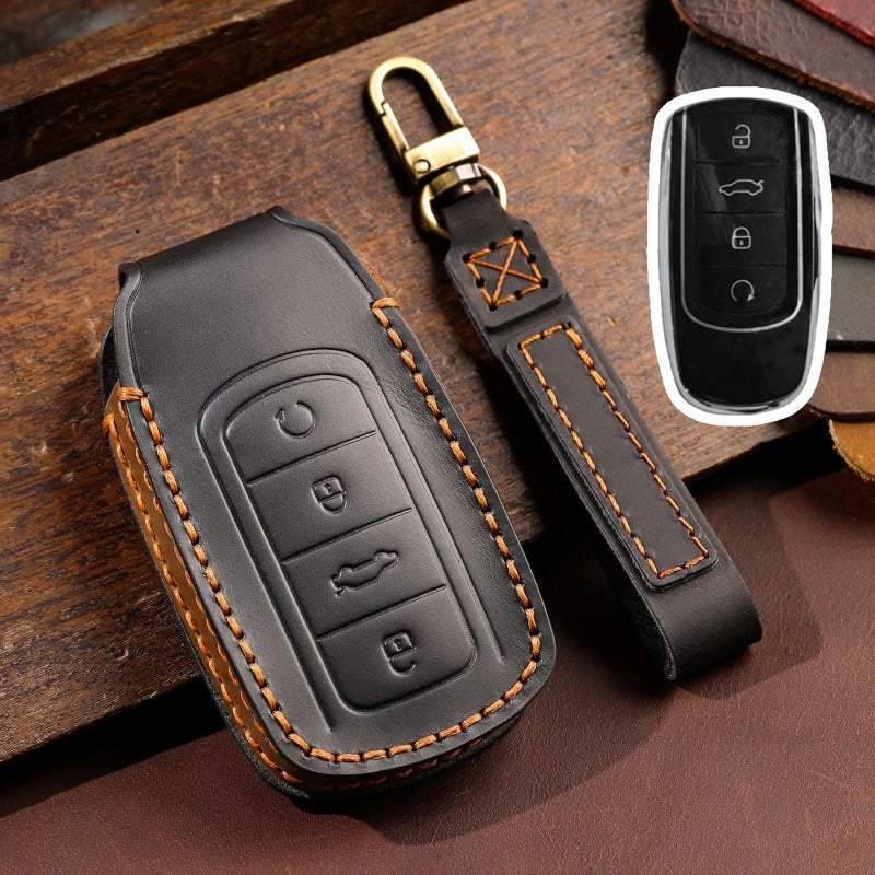 Chery Tiggo 8 Plus Leather Key Case(#CY112) - Black