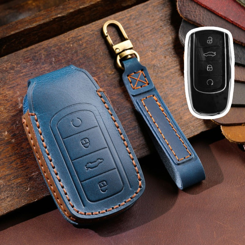 Chery Tiggo 8 Plus Leather Key Case(#CY112) - Blue