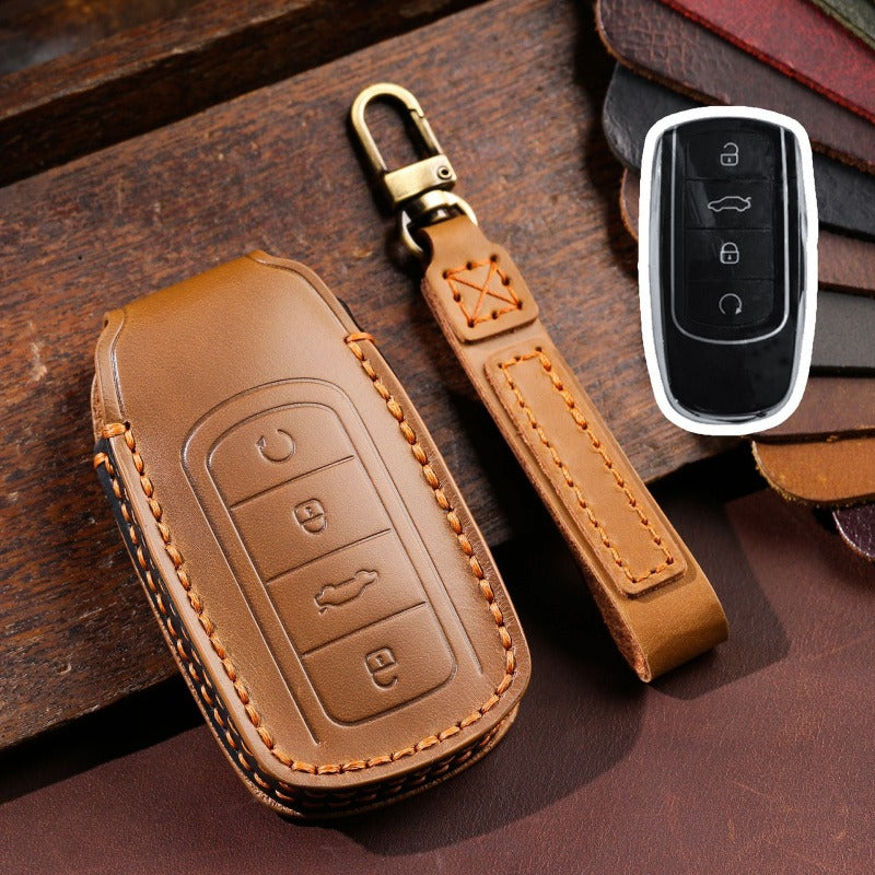 Chery Tiggo 8 Plus Leather Key Case(#CY112) - Brown