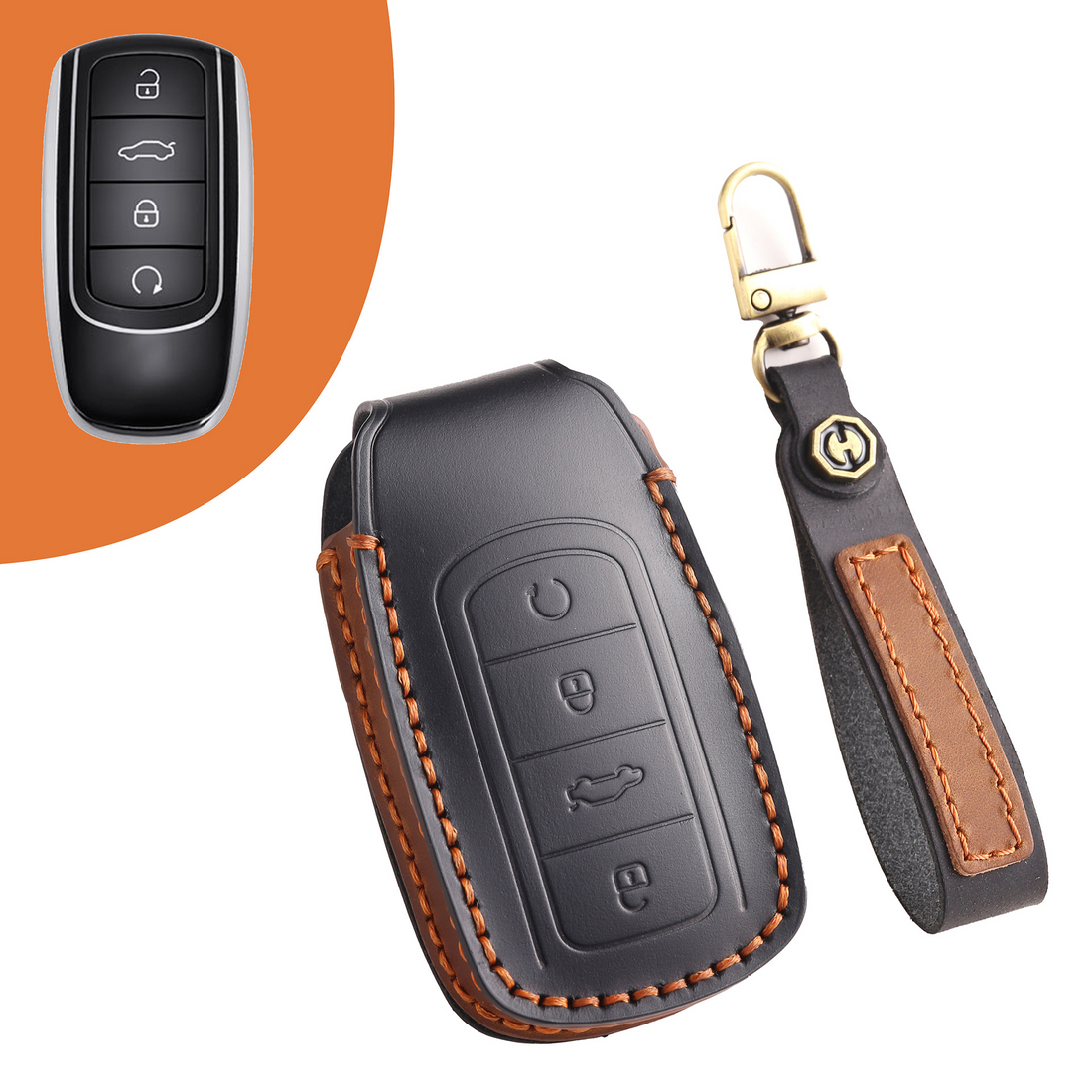 Chery Tiggo 8 PRO OMODA Arrizo 8 Leather Key Case(#CY98) - Black