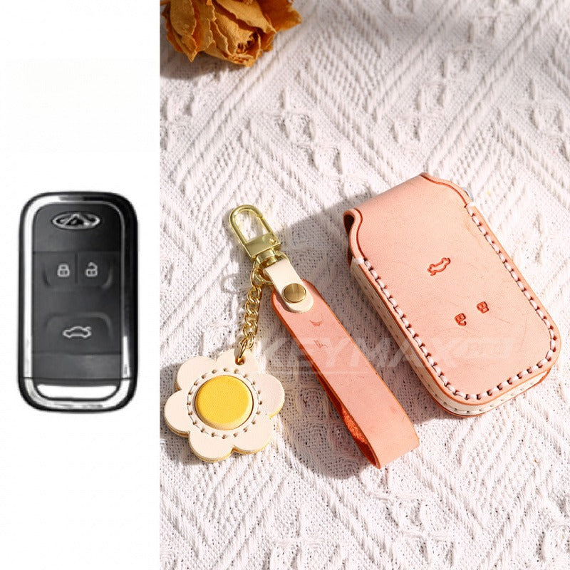 Chery Tiggo Leather Key Case 8 7 5X 8 Plus 8 Pro(#CY03) - Orange
