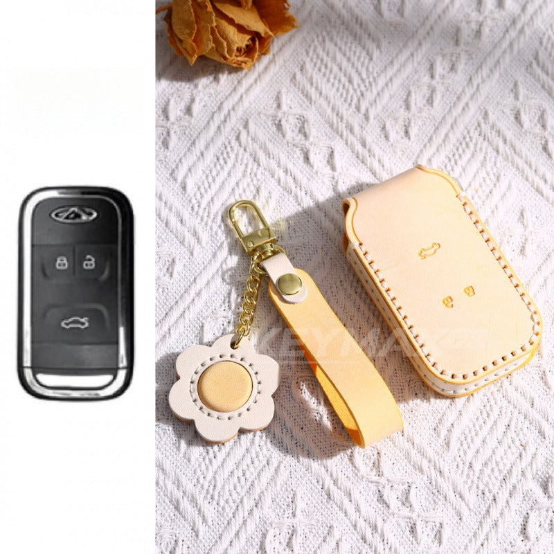 Chery Tiggo Leather Key Case 8 7 5X 8 Plus 8 Pro(#CY03) - Yellow