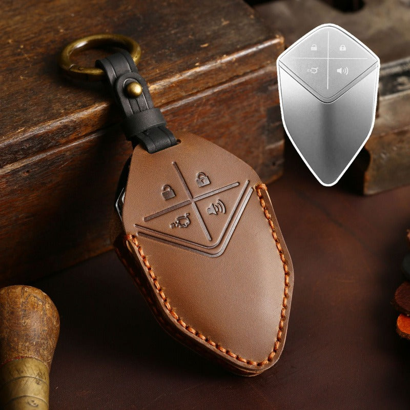 Deepal SL03 / UNI-K / CS75 PLUS Suede Leather Key Case(#DE209) - Brown