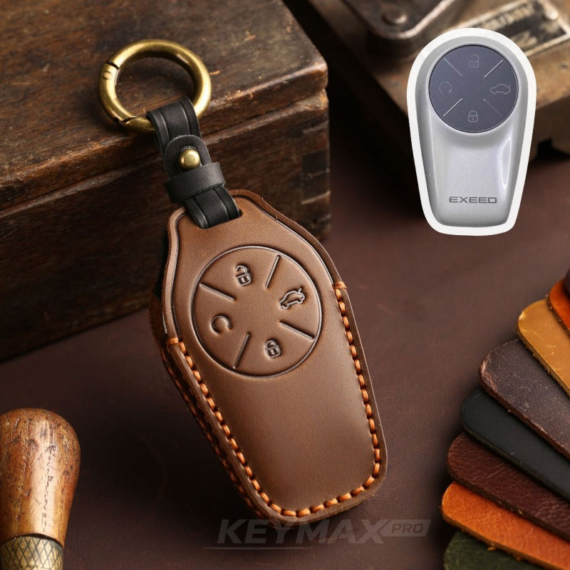 Exeed Sterra ET ES iCAR 03 Yaoguang NFC Card Key Case Leather Protective Sleeve(#CY76) - Type-A / Brown