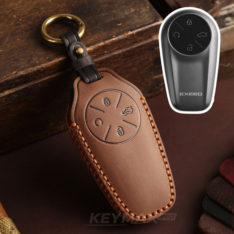 Exeed Sterra ET ES iCAR 03 Yaoguang NFC Card Key Case Leather Protective Sleeve(#CY76) - Type-B / Brown