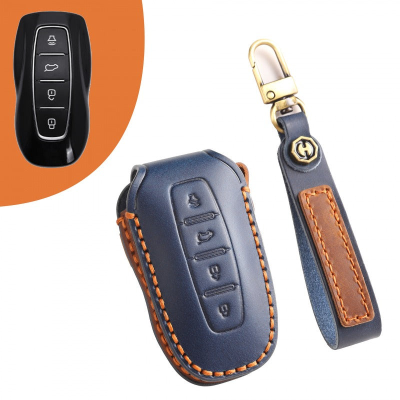 Ford Equator Handmade Leather Key Case（#FD244） - Blue