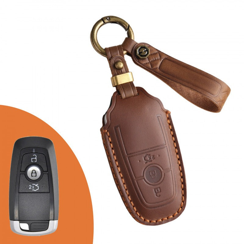 Ford Explorer Mondeo Focus Kuga Edge Key Case(#FD247) - Key-3 / Brown
