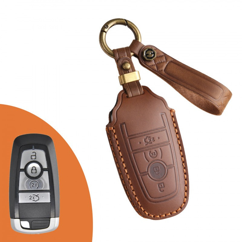 Ford Explorer Mondeo Focus Kuga Edge Key Case(#FD247) - Key-4 / Brown
