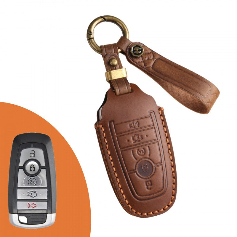 Ford Explorer Mondeo Focus Kuga Edge Key Case(#FD247) - Key-5 / Brown