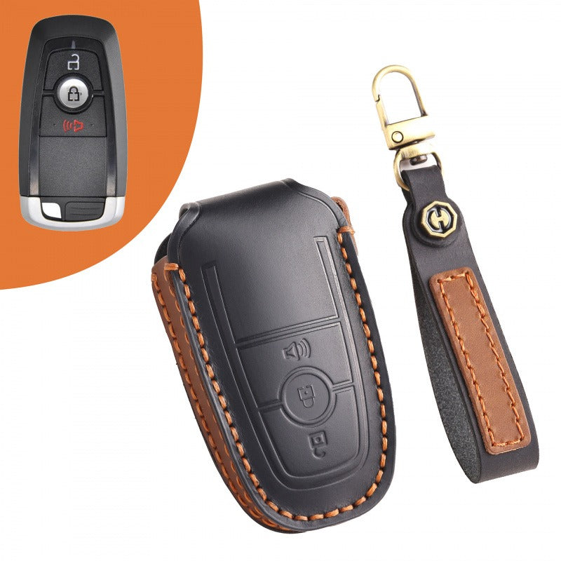 Ford Explorer Mondeo Focus Kuga Edge Key Case(#FD258) - Key-3-Trumpet / Brown