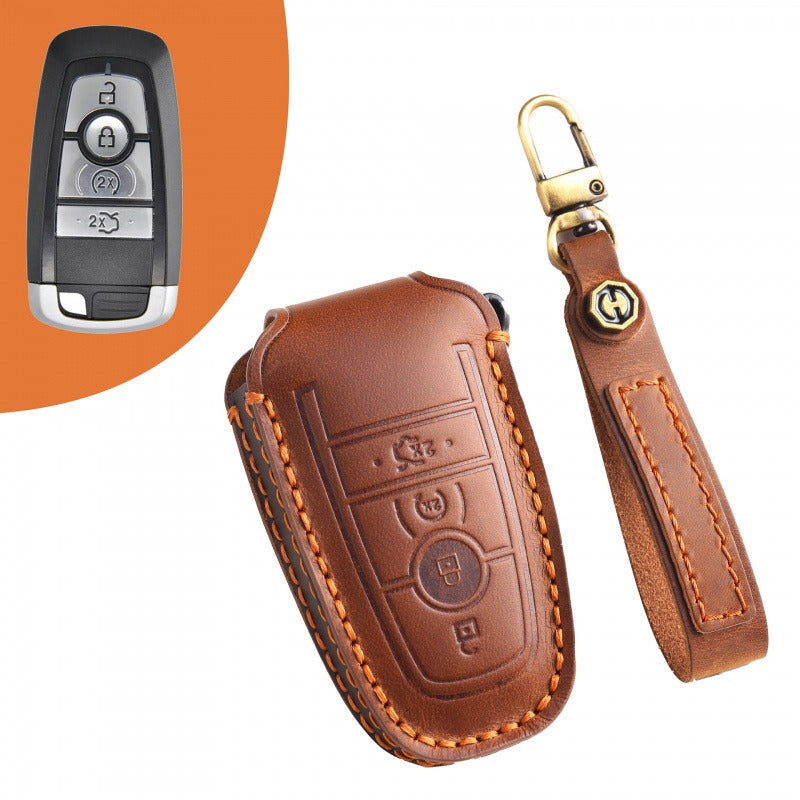 Ford Explorer Mondeo Focus Kuga Edge Key Case(#FD258) - Key-4 / Brown