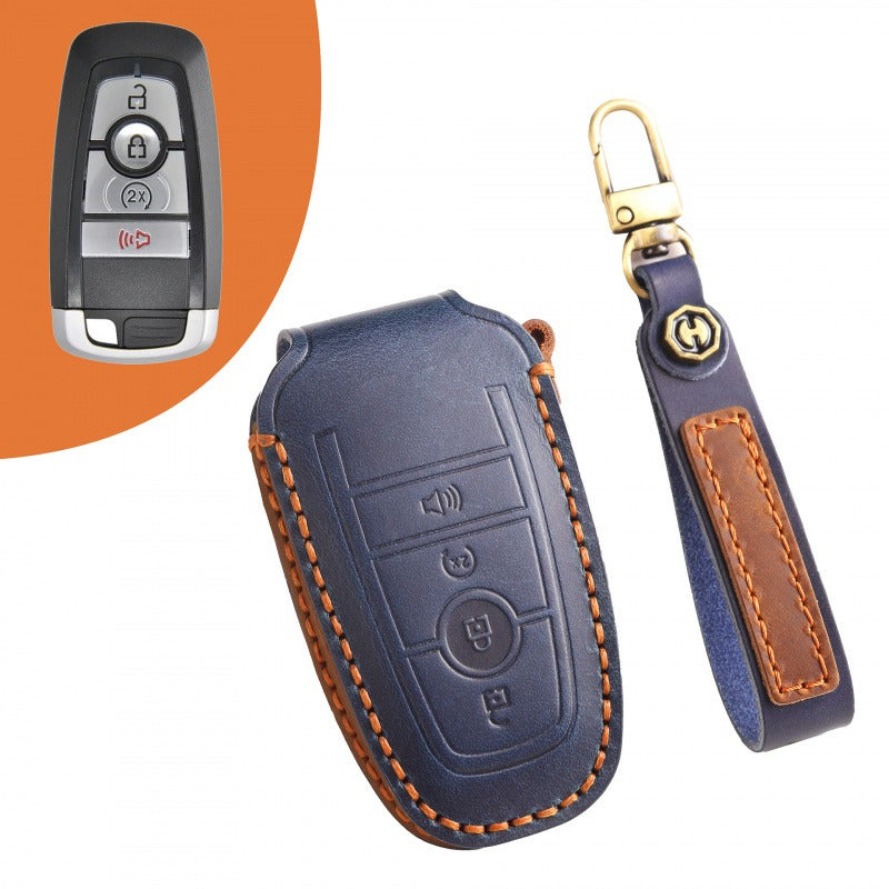 Ford Explorer Mondeo Focus Kuga Edge Key Case(#FD258) - Key-4-Start button / Blue