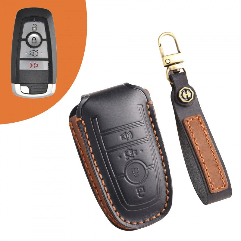Ford Explorer Mondeo Focus Kuga Edge Key Case(#FD258) - Key-4-Trunk horn / Black