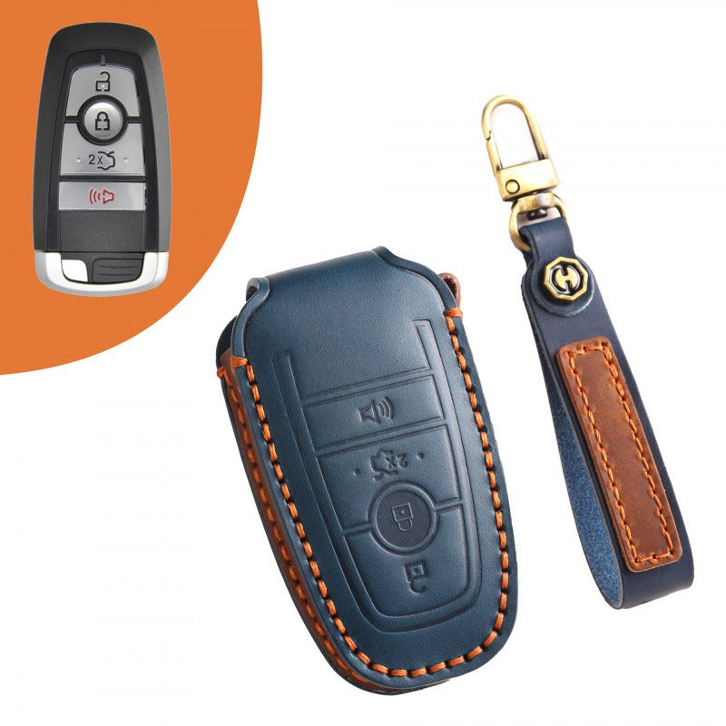 Ford Explorer Mondeo Focus Kuga Edge Key Case(#FD258) - Key-4-Trunk horn / Blue
