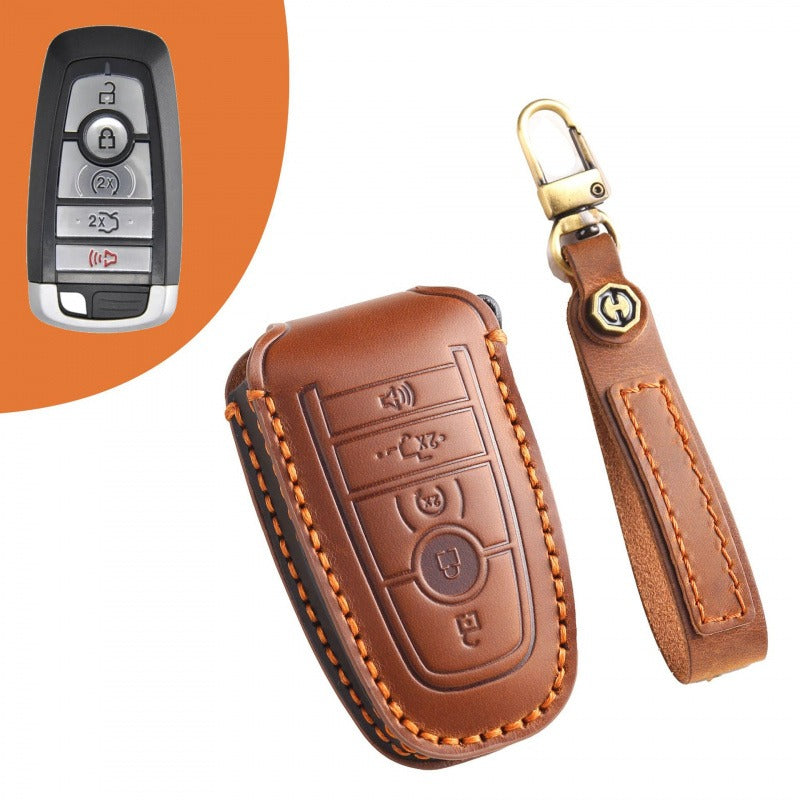 Ford Explorer Mondeo Focus Kuga Edge Key Case(#FD258) - Key-5 / Brown