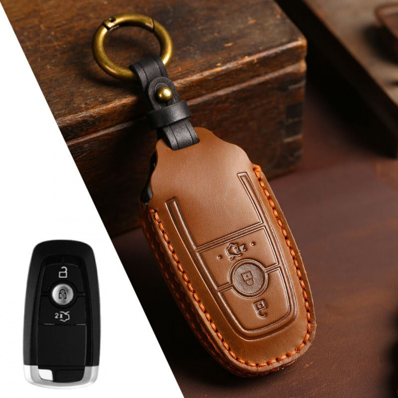 Ford Explorer Mondeo Focus Kuga Edge Key Case(FD304) - Key-3 / Brown