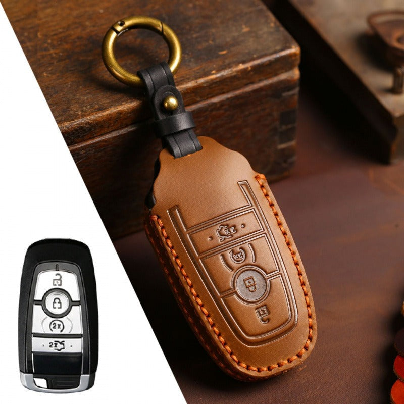 Ford Explorer Mondeo Focus Kuga Edge Key Case(FD304) - Key-4 / Brown