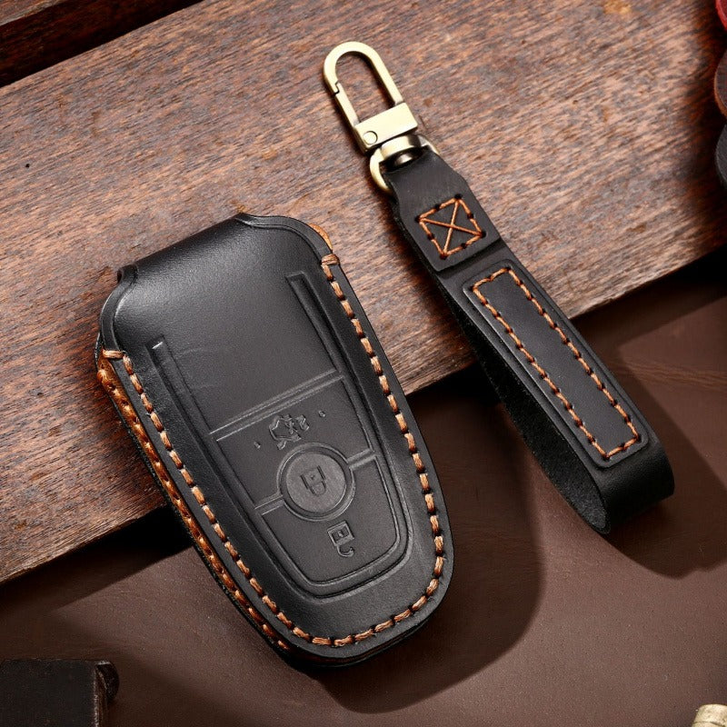 Ford F-150 Raptor Leather Key Case(#FD301) - Key-3-trunk / Black