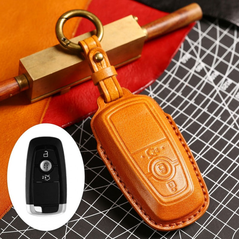 Ford F150 Raptor Focus Mondeo Leather Key Case(#FD260) - Key-3 / Yellow