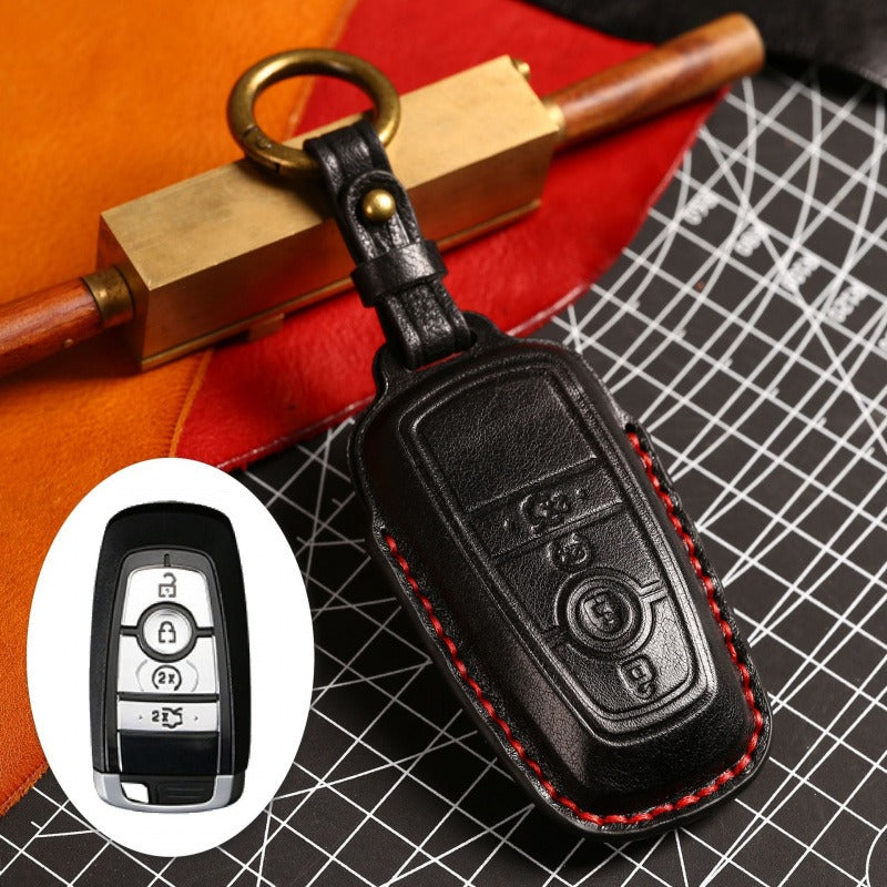 Ford F150 Raptor Focus Mondeo Leather Key Case(#FD260) - Key-4 / Black
