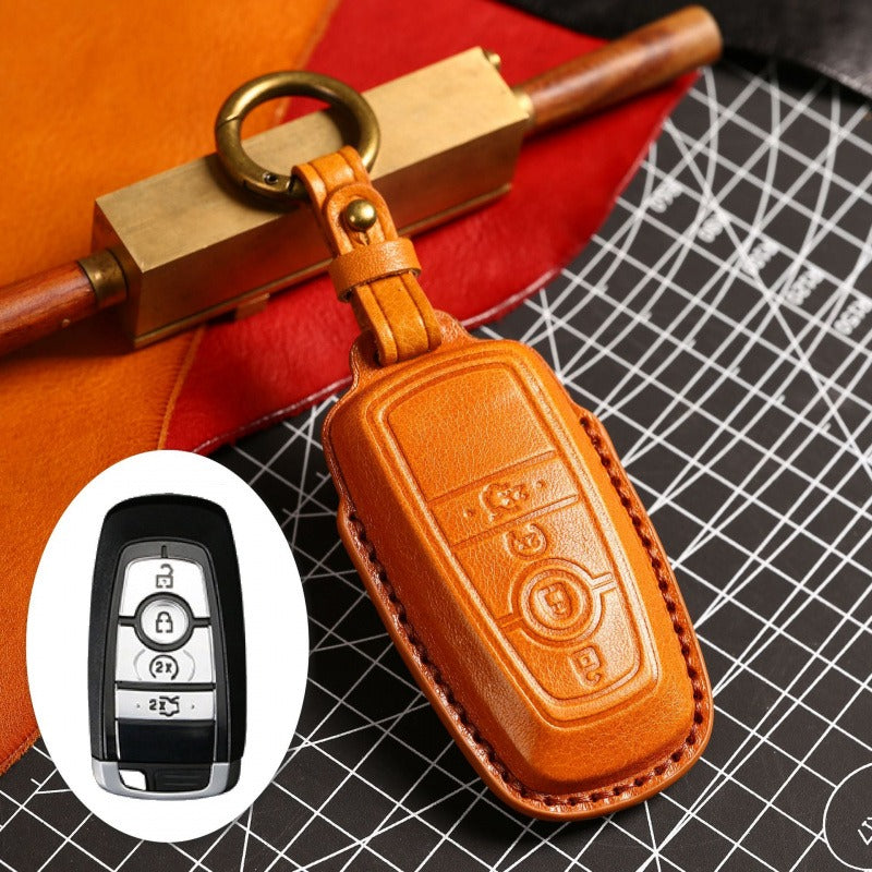 Ford F150 Raptor Focus Mondeo Leather Key Case(#FD260) - Key-4 / Yellow