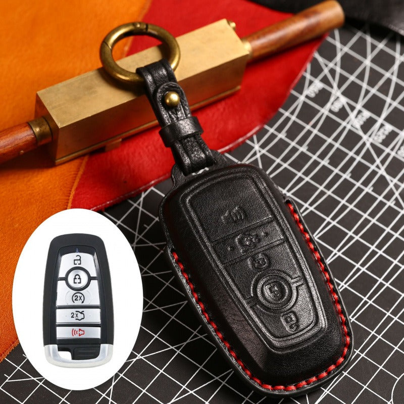 Ford F150 Raptor Focus Mondeo Leather Key Case(#FD260) - Key-5 / Black