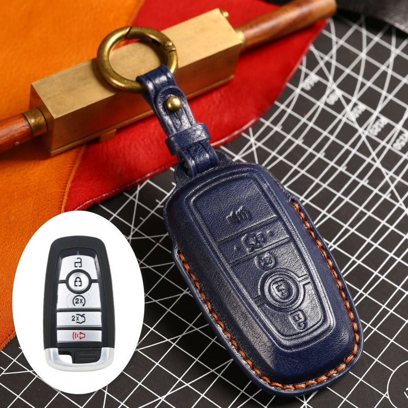 Ford F150 Raptor Focus Mondeo Leather Key Case(#FD260) - Key-5 / Blue