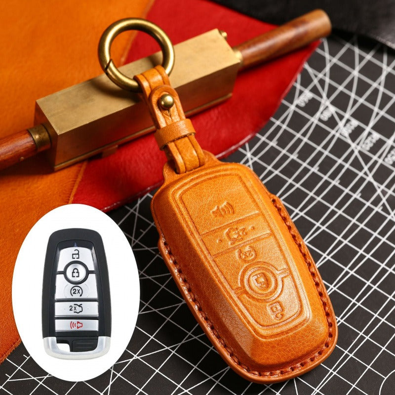 Ford F150 Raptor Focus Mondeo Leather Key Case(#FD260) - Key-5 / Yellow