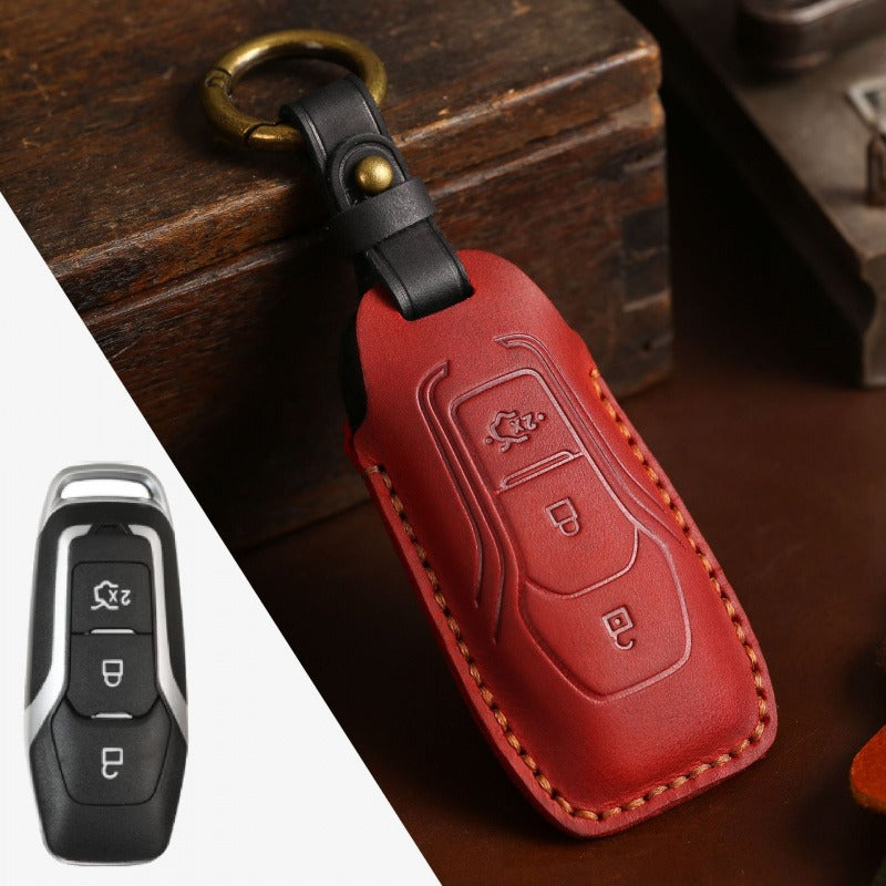 Ford Focus Edge Mondeo Kuga Leather Key Case(#FD300) - Brown