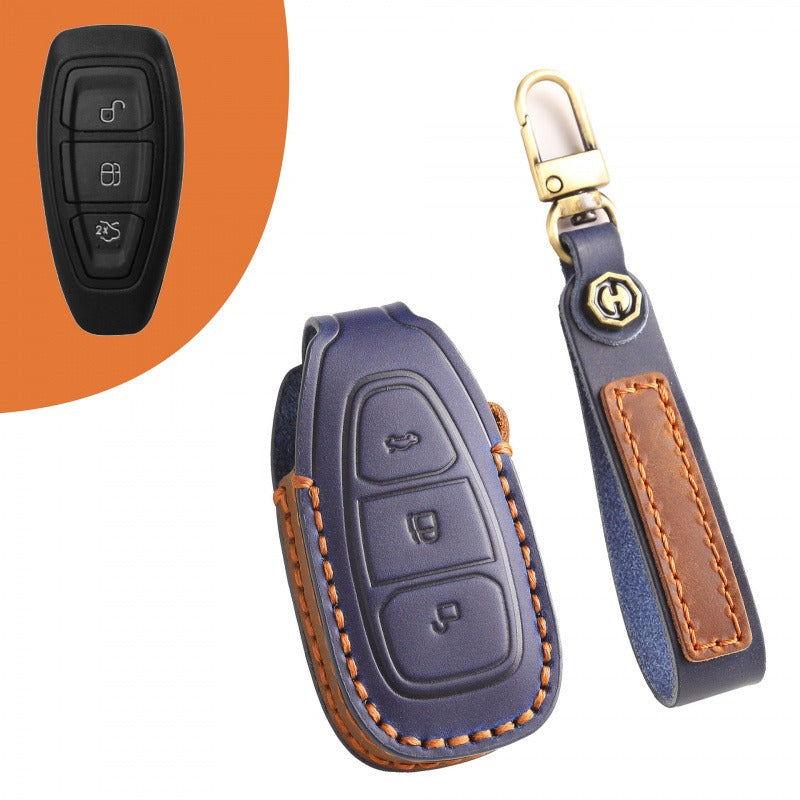 Ford Focus Explorer Edge Leather Key Case(#FD246) - Blue